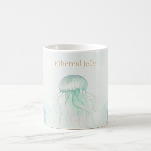 夏のクラゲの水彩オーシャンデザイン コーヒーマグカップ (中央)