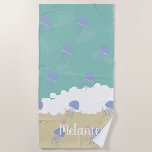 夏のクラゲ サンド ビーチタオル (正面)