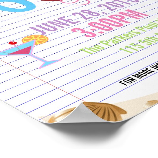 夏のクラスのプールパーティー学校の終わり ポスター (角)