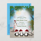 夏のクリスマスお祝いシャワー ポストカード (正面/裏面)