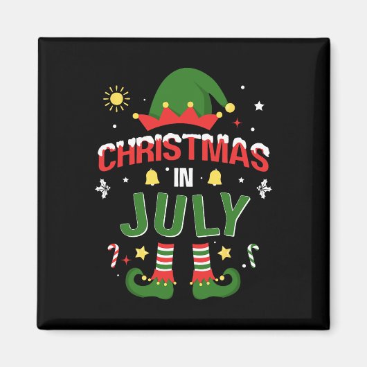 夏のクリスマスのための7月おもしろい小妖精や小人のクリスマス マグネット (正面)