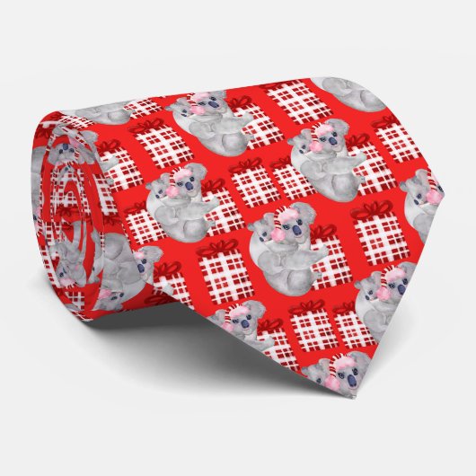 夏のクリスマスコアラス赤 ネクタイ (ロール)