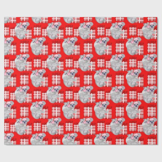 夏のクリスマスコアラス赤 ラッピングペーパー (フラット)