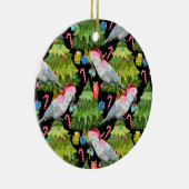 夏のクリスマスコカトゥーパターン セラミックオーナメント (右)
