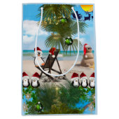 夏のクリスマスベビーのビーチリピートデザイン ミディアムペーパーバッグ (正面)