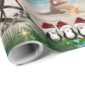 夏のクリスマスベビーのビーチリピートデザイン ラッピングペーパー (ロールコーナー)