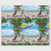 夏のクリスマスベビーのビーチリピートデザイン ラッピングペーパー (フラット)
