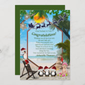 夏のクリスマスベビーシャワーおめでとうカード 招待状 (正面/裏面)