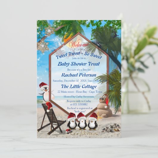 夏のクリスマスベビーシャワー 招待状 (スタンド正面)