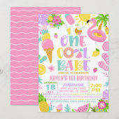 夏のクールベイブ誕生日パーティー招待状 招待状 (正面/裏面)