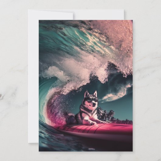 夏のグリーティングカードのシベリアのハスキー犬の日 サンキューカード (正面)