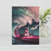 夏のグリーティングカードのシベリアのハスキー犬の日 サンキューカード (スタンド正面)