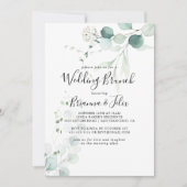 夏のグリーン ユーカリの葉 ウェディング ブランシュ 招待状 (正面)