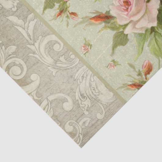 夏のコテージピンクのバラが木の切り離しをスクロール 薄葉紙 (詳細)