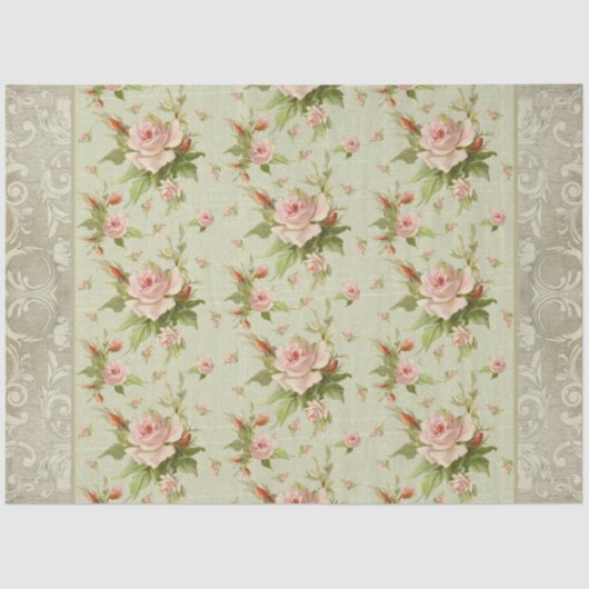 夏のコテージピンクのバラが木の切り離しをスクロール 薄葉紙 (正面)