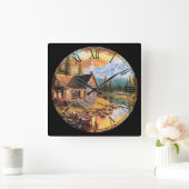 夏のコテージファインアート スクエア壁時計 (ホーム)