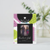 夏のコラージュ図形パターン日付を保存 ポストカード (スタンド正面)