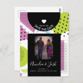 夏のコラージュ図形パターン日付を保存 ポストカード (正面/裏面)