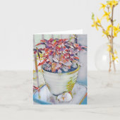 夏のコリウスの水彩画のメッセージカード カード (黄色い花)