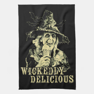 夏のゴシック不気味ウィッチとアイスクリーム キッチンタオル