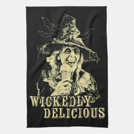 夏のゴシック不気味ウィッチとアイスクリーム キッチンタオル (縦)