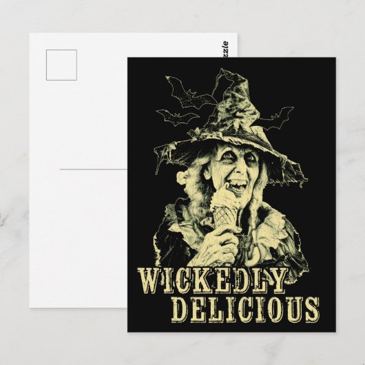 夏のゴシック不気味ウィッチとアイスクリーム ポストカード (正面/裏面)