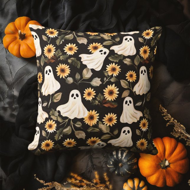 夏のゴシック幽霊とヒマワリ不気味 アウトドアクッション (クリエイターアップロード済み)