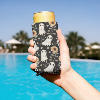 夏のゴシック幽霊とヒマワリ不気味 スリム缶クーラー