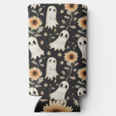 夏のゴシック幽霊とヒマワリ不気味 スリム缶クーラー (裏面)