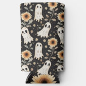夏のゴシック幽霊とヒマワリ不気味 スリム缶クーラー (正面)