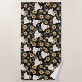 夏のゴシック幽霊とヒマワリ不気味 ビーチタオル (正面)