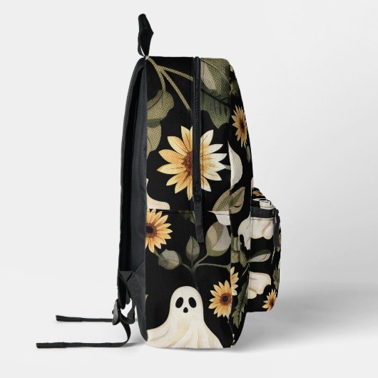 夏のゴシック幽霊とヒマワリ不気味 プリントバックパック (左)