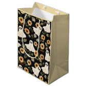 夏のゴシック幽霊とヒマワリ不気味 ミディアムペーパーバッグ (正面アングル)