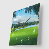 夏のゴルフコースの壁時計 スクエア壁時計 (傾斜)