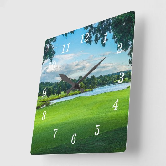 夏のゴルフコースの壁時計 スクエア壁時計 (傾斜)