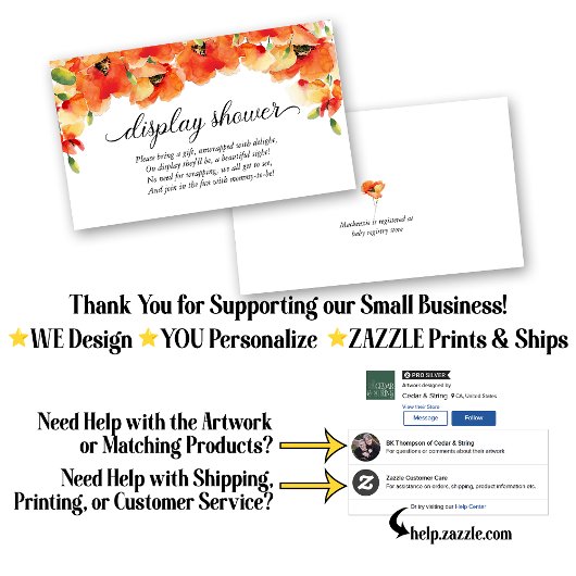 夏のゴールデンポピーのディスプレイシャワー エンクロージャーカード