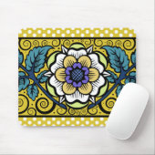 夏のサクラソウの大きい花-黄色いマウスパッド マウスパッド (マウス)