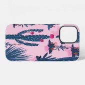 夏のサボテンの花の模様 iPhoneケース (裏面横)