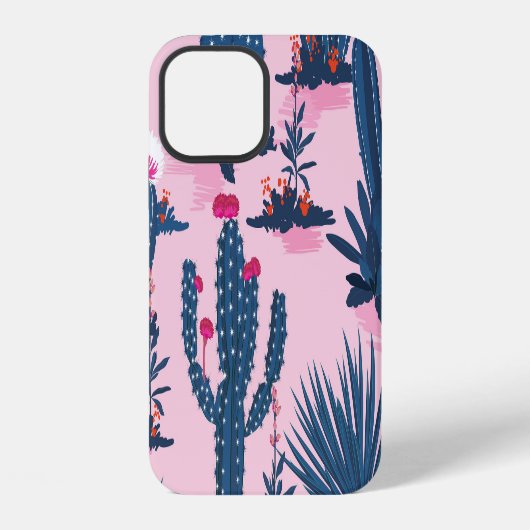 夏のサボテンの花の模様 iPhoneケース (裏面)