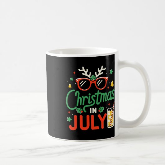 夏のサングラスで楽しむ7月のクリスマス Xm コーヒーマグカップ (右)
