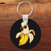 夏のサングラスをかぶった巨大な黄色いバナナ キーホルダー (正面)