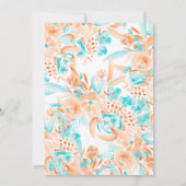 夏のサンゴティール（緑がかった色）フローラ水の色ベビーシャワー 招待状 (裏面)