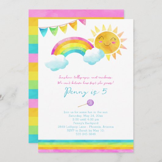 夏のサンシャインバーサデーパーティー招待状 招待状 (正面/裏面)