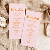 夏のサンセットピンクとオレンジ色のトロピカル結婚ズ メニュー