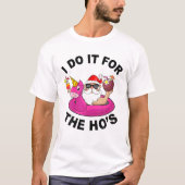 夏のサンタおもしろいクリスマス Tシャツ (正面)