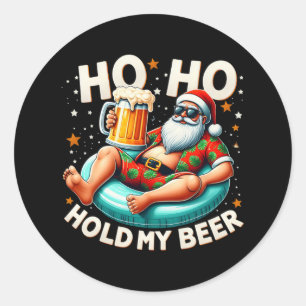 夏のサンタのビールホルダーサングラス クリスマス ラウンドシール