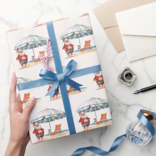 夏のサンタビーチ7月のクリスマス夏のパーティー ラッピングペーパー (ギフト)