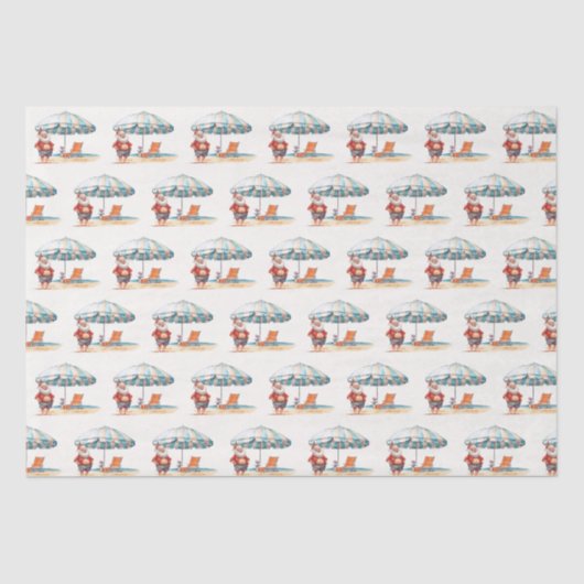 夏のサンタビーチ7月のクリスマス夏のパーティー 薄葉紙 (正面)