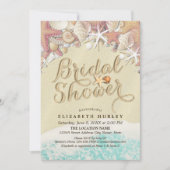 夏のサンディビーチウェディング ブライダルシャワー スターフィッシュ 招待状 (正面)