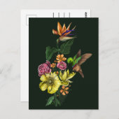 夏のサンバードカラフルフローラ花束アートワーク ポストカード (正面/裏面)